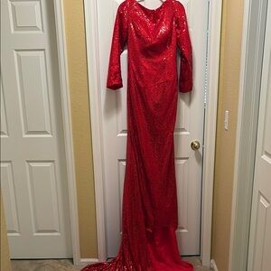 Elegant Red Sequin Prom Dress